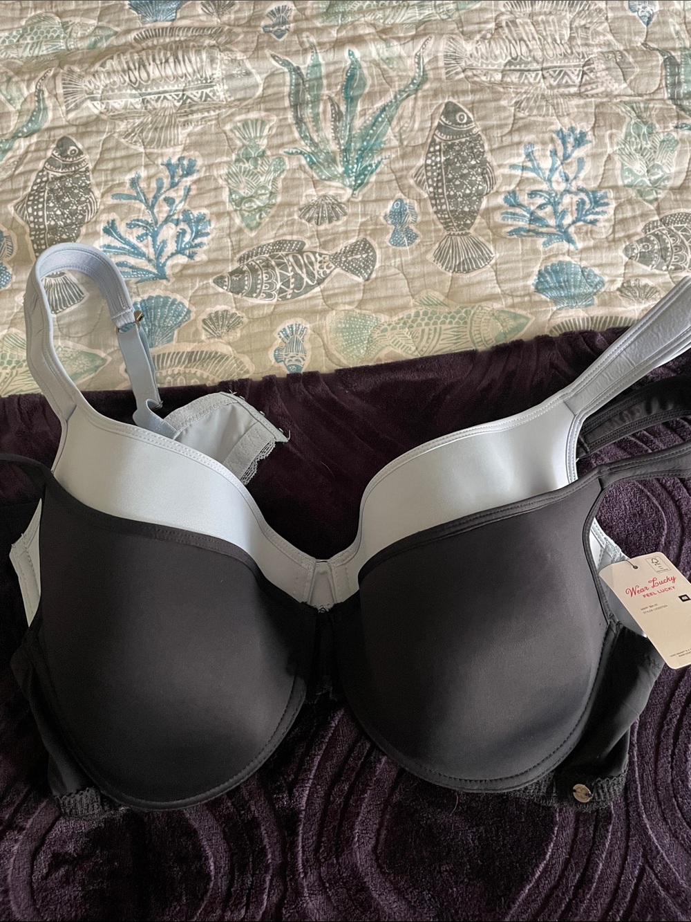 Lucky Brand Black and Light Blue lace Underwire Bra